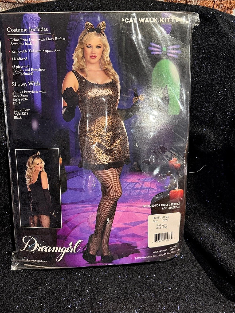 Dreamgirl Cat Walk Kitty Costume Black & Purple NWT